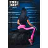 Steel Body Лосины черные с розовой вставкой